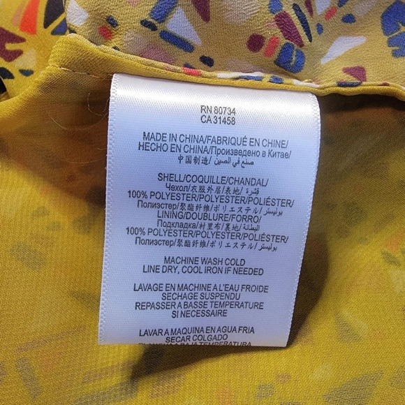 BCBGeneration Dijon Yellow Geometric Print Dolman Sleeve Mini Dress Size S - Picture 10 of 10